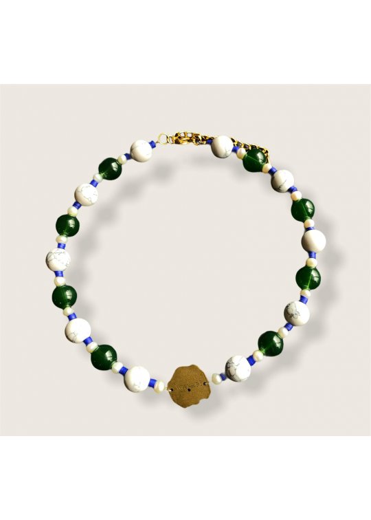 Tri color glass bead Wasabi necklace