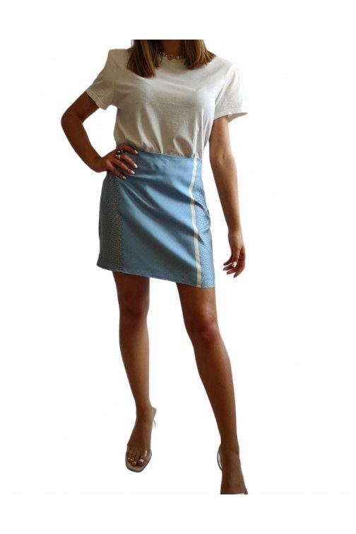 Mini light blue silk skirt