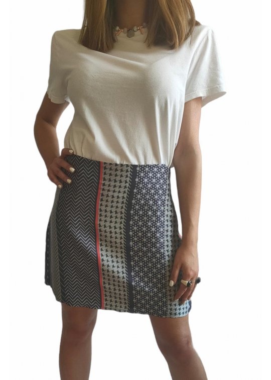 Mini patchwork silk skirt