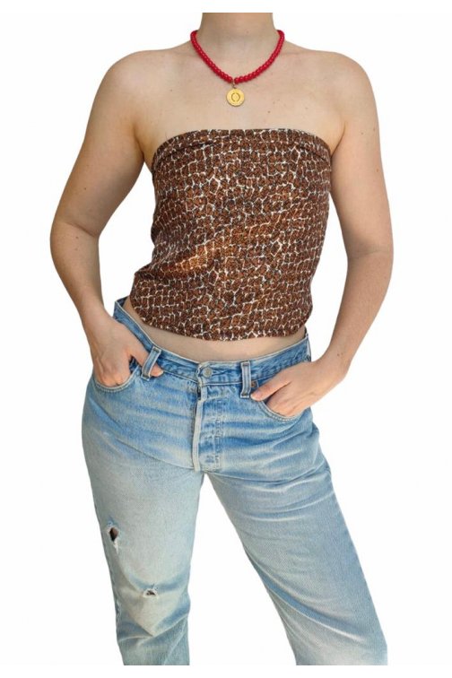 Brown silk scarf top