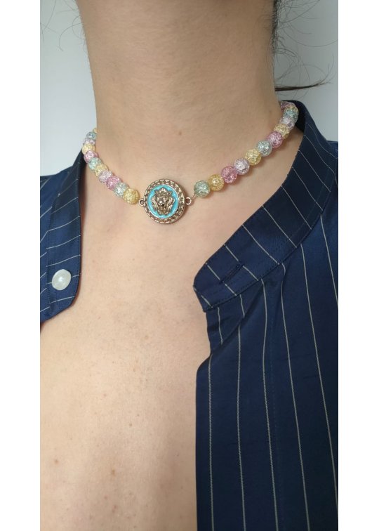 Multicolor upcycled Versace necklace