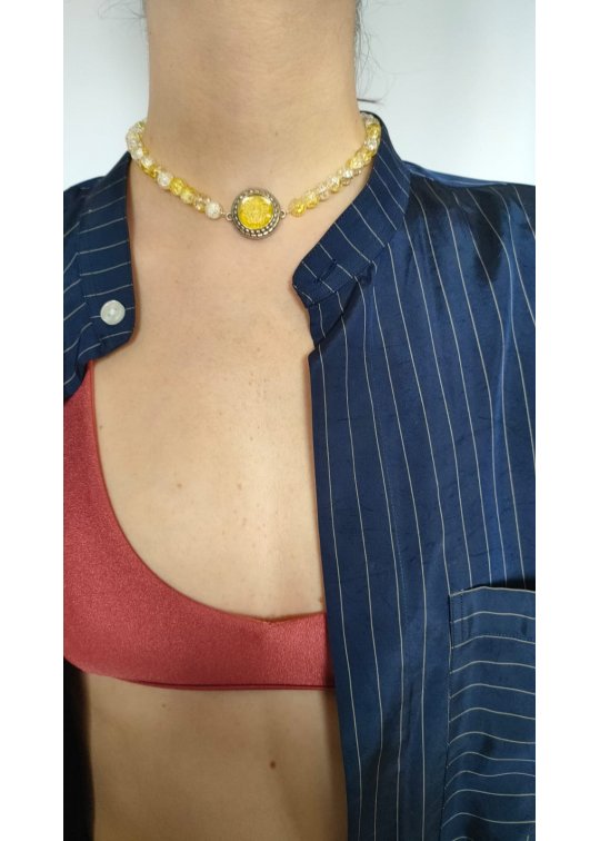 Collier jaune - Versace upcyclé