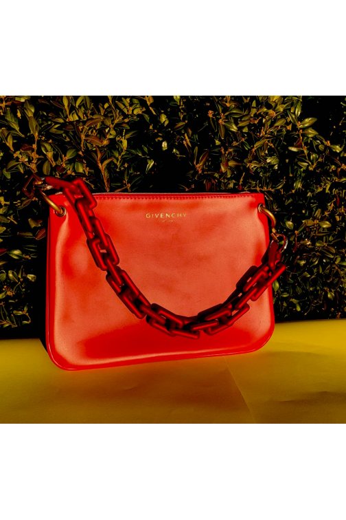 Upcycled red Givenchy pouch