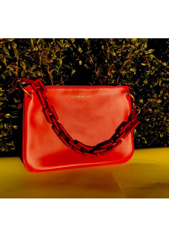 Upcycled red Givenchy pouch