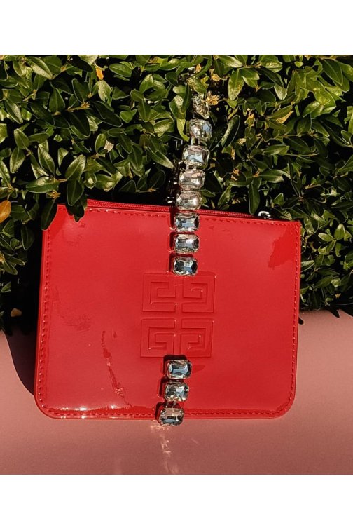 Upcycled red Givenchy pouch