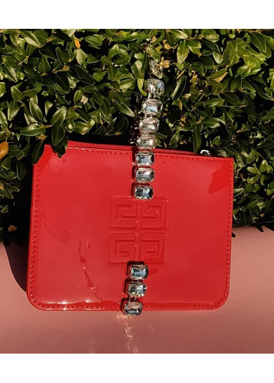 Upcycled red Givenchy pouch