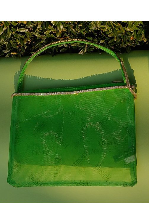 Sac Versace vert tissu -...