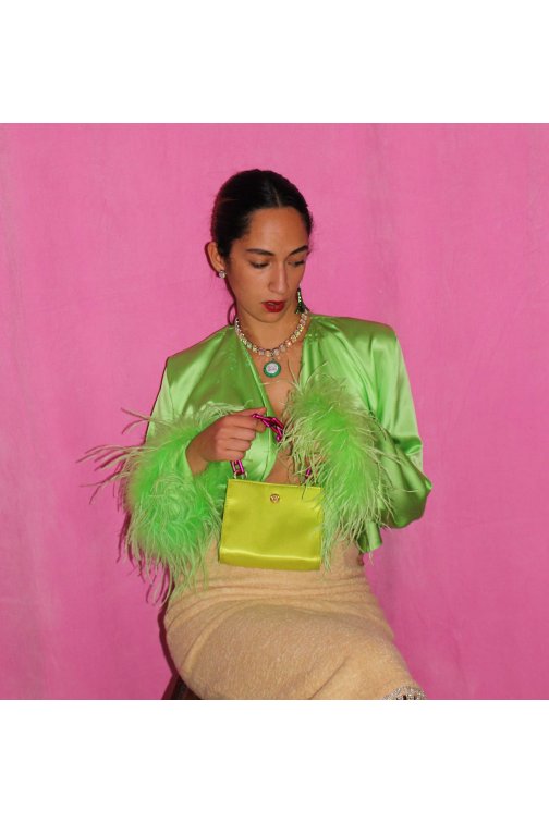 Upcycled green Versace bag
