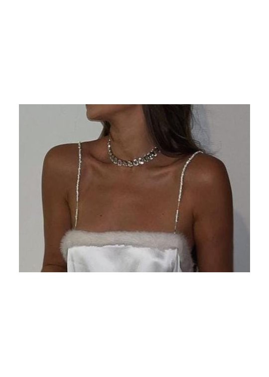 Crystal pink or silver choker necklace