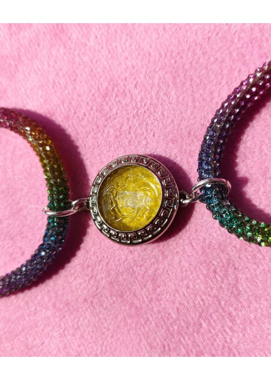 Shiny rainbow cord necklace -...
