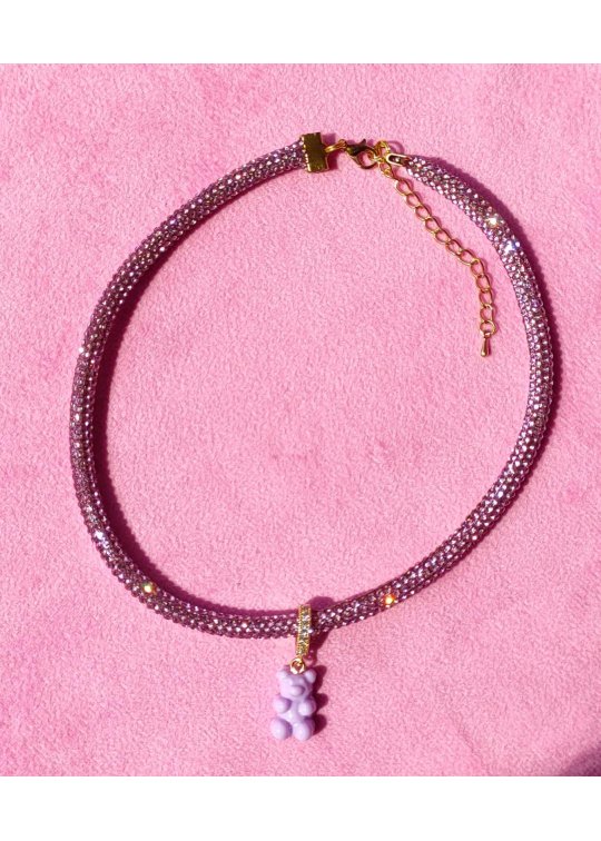 Shiny lavender cord necklace - Bear...