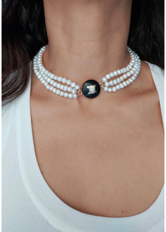 Collier Céline perles upcyclé