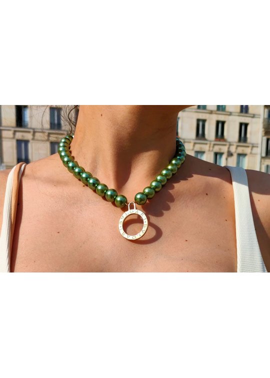 Upcycled green Bulgari necklace