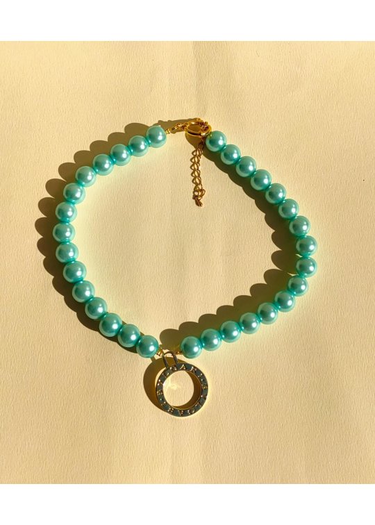 Upcycled light blue Bulgari necklace