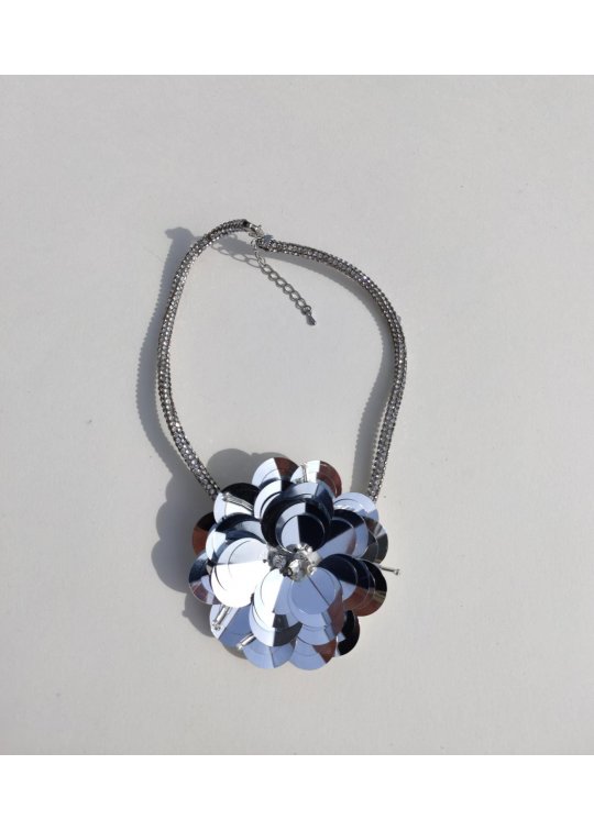 Collier fleur argent