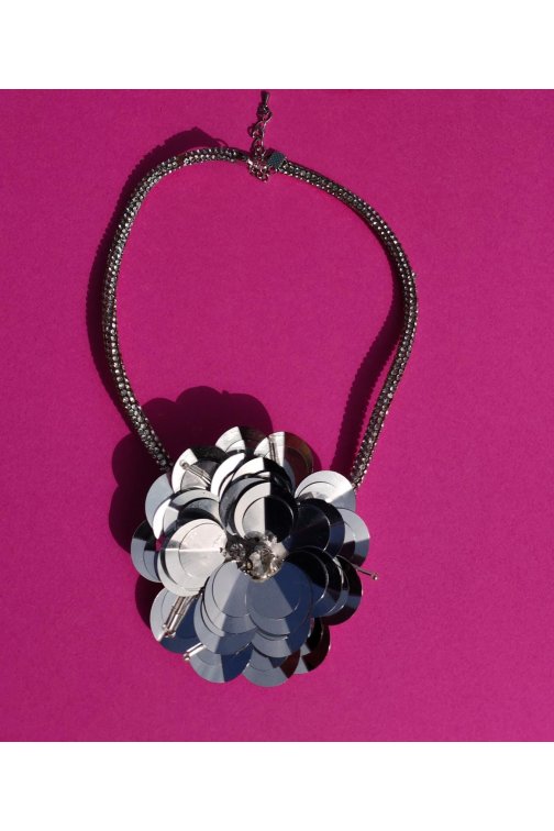 Collier fleur argent