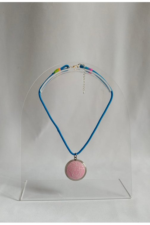 Blue necklace with upcycled...