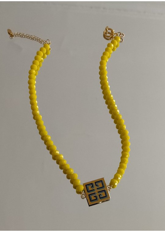 Yellow necklace with upcycled...